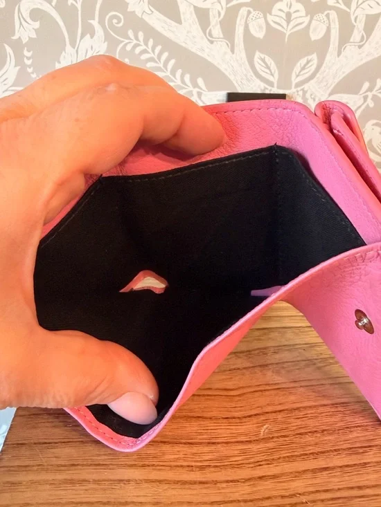 Balenciaga Micro Wallet Smooth Pink Leather Trifold w Coin Pocket Card Slots EUC - Picture 16 of 17